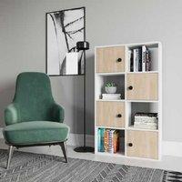 Tossa Modern Wood Bookcase - 4-Shelf & 4-Cabinet Storage Unit, Freestanding, Minimalist Design