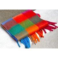 Black Women's Oversized Plaid Fuzzy Scarf - 8 Colourful Styles, Soft Polyester, Winter Essential