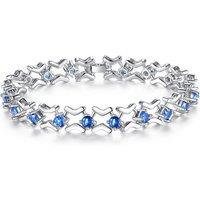 Luxurious Blue Synthetic Rhodium-Plated Sapphire Bracelet!