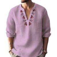 Men's Retro V-Neck Hanfu Shirt - Breathable Stretch, Loose Fit, 6 Colours