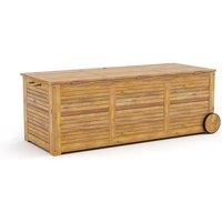 180L Weatherproof Spacious Wooden Outdoor Storage Box With Wheels!