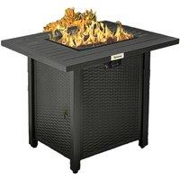 Rattan-Style Propane Gas Fire Pit Table With 50,000 Btu Burner