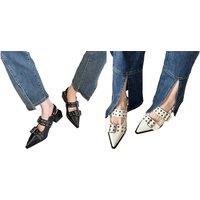 Unisex White Ganni Inspired Women'S Buckle Pointed Mules - Perfect For Summer!