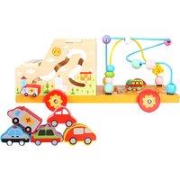 Kids' 5-in-1 Wooden Activity Play Car Centre - Educational STEM Toy for Ages 2+, Montessori-