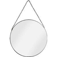 Black Framed Round Mirror With Chain