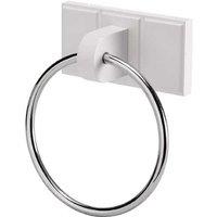 White Wood Bathroom Towel Ring - Classic Pine, Ceramic Accent