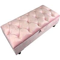 Pink Velvet Ottoman Bench With Storage - Cushion Covers Optional