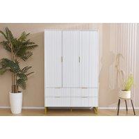 Mercury Ridged Wardrobe With Bottom Drawers - White, 2 Options