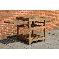 Weather-Resistant Outdoor Bbq Table With Folding Sides In Brown!