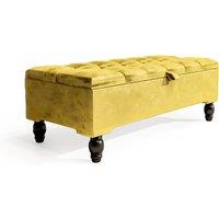 Plush Velvet Ottoman Footstool In Mustard Gold!