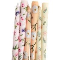 Two 25Cm Floral Printed Pole Candles - 8 Colours