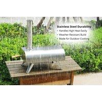 12" Portable Outdoor Wood-Fired BBQ & Pizza Oven - Stainless Steel Grill