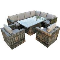 8-Seater Weatherproof Rattan Garden Dining Set with Rising Table