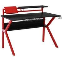 Mdf Gaming Desk W/ Cup Holder, Red