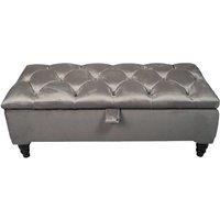 Upholstered Dark Grey Velvet Ottoman W/ Storage - 2 Options