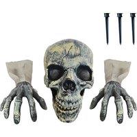 Scary Zombie Halloween Outdoor Garden Ornament - Durable Plastic & Cloth, Realistic Spooky Decor