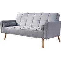 Grey Linen Modern Double Sofa Bed - 2-Seater, Extendable, Space-Saving