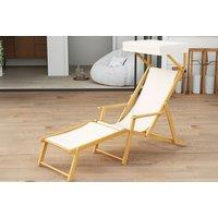 Adjustable Birchwood Outdoor Chaise Lounge with Canopy & Footrest