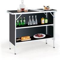 Aluminium Picnic Table With 2 Shelves & Carry Bag - Black Or Coffee