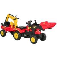 Kids Excavator Tractor Ride-On Toy Car - Red & Yellow