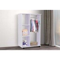 Elegant Mobile Open Wardrobe On Wheels - White