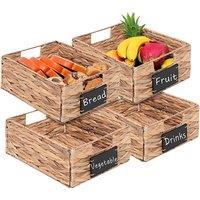 Set of 4 Water Hyacinth Pantry Storage Baskets