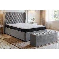 Plush Winged Bed Frame & Mattress Set - Optional Ottoman Storage Box