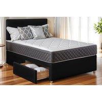 Divan Bed with Headboard & Memory Foam Mattress - Black, All Sizes