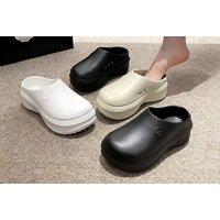 White Women's EVA Slip-On Clog Slides - Lightweight, Chunky Sole, Designer
