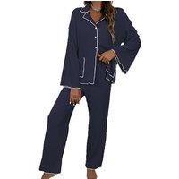Unisex Beige Women'S Two-Piece Button Down Pyjama Set - 4 Sizes, 9 Colours