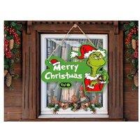 Grinch Inspired Xmas Hanging Door Sign