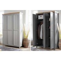 Avon 3-Door Wardrobe With Oak Top In Grey Or Graphite