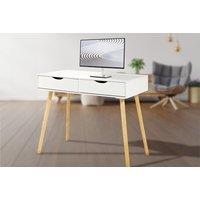 Wooden Rectangular Ivory White Computer Desk With Drawers