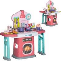 Kids' 45 Piece Pink Toy Kitchen Set With Rotating Tables