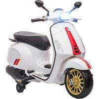 12V Vespa Licensed Kids Electric Motorbike W/ Music, Headlights, Fm Radio For 3-6 Years - White!