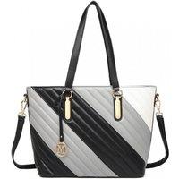 Miss Lulu Contrast Twill & Pu Leather Tote Bag - 2 Colours