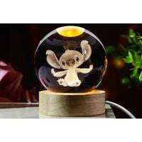 Enchanting Stitch Laser Carved 3D Crystal Ball Night Light