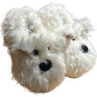 White Women's Cosy Dog Slippers - Plush Comfort for Lounging
