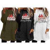 Fuzzy Christmas Themed Oversize Fleece Sweatshirt - 6 Sizes & Colours