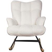 Teddy Fabric Rocking Chair For Nursery - White