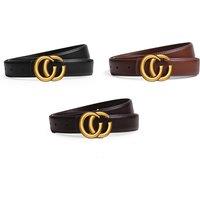 Gucci Inspired Leather Buckle Belt - Black, Caramel, Or Coffee