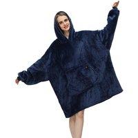 Unisex Navy Lightweight Heated Hooded Blanket - Versatile Layer For Summer Evenings, Travel & Outdoor Lounging
