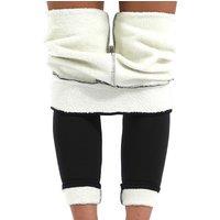 Unisex Navy Women's High Stretch Thick Sherpa Leggings - Warm & Stylish Winter Essential