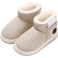 Unisex Beige Designer Electric Heating Warm Boots - Optional Power Bank