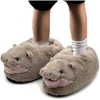 Unisex Black Fluffy Moo Deng Hippo Novelty Slippers - One Size!