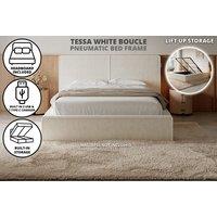 PRICE DROP! Elegant Boucle Bed Frame with USB Charging - Double or King