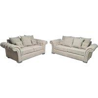 Crofton Fabric Corner Sofa Set - 3+2 Seater, Modern L-Shaped, Stone