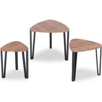 Walnut Stackable Coffee Table Set - 3 Piece Modern Nesting Tables for Living Room, Space-Saving MDF & Metal