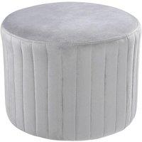 Grey Velvet Round Pouf Footstool