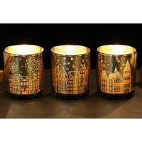 Set Of 3 Light Up Christmas Candle Holders